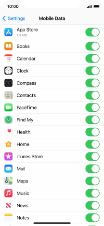 Press the indicators next to the required applications to turn the function on or off.