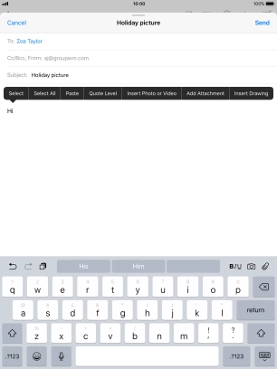 Press Insert Photo or Video and follow the instructions on the screen to attach a picture or a video clip.