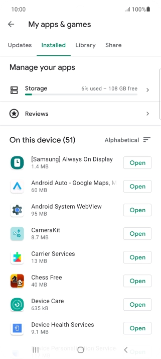 Press the required app.