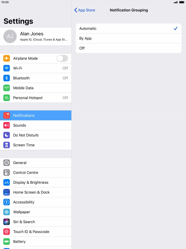 Press the required setting. Press the required setting.