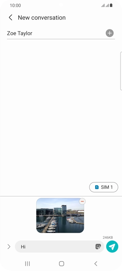 Press the send icon when you've finished your picture message. Press the send icon when you've finished your picture message.