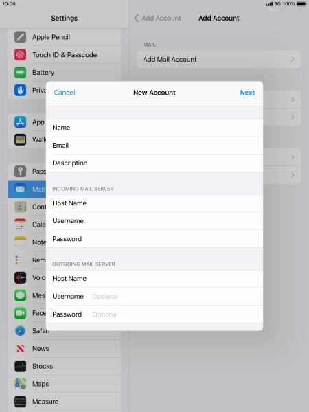 Press Username and key in the username for your email account. Press Username and key in the username for your email account.