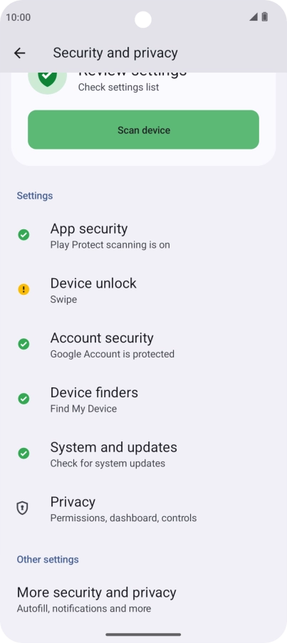 Press Device unlock.