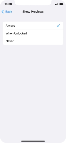 To select notification preview on the lock screen, press Always.