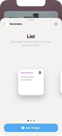Slide your finger right or left on the screen to select the required widget size.