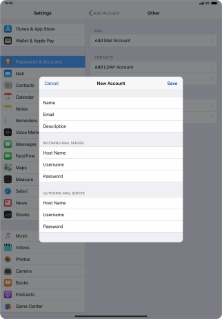 Press Save. Your email account has now been set up. To select more settings for incoming and outgoing server, proceed with the following steps.