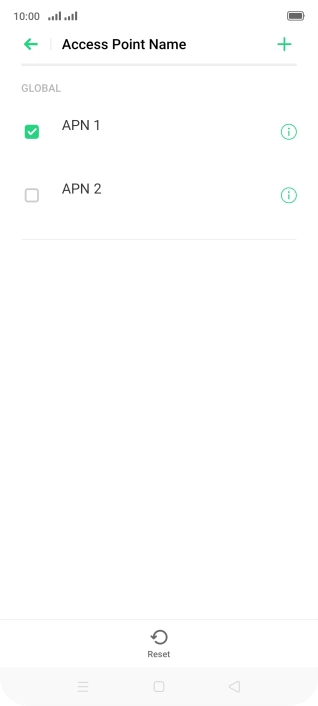 Press the field next to the data connection to activate it. Press the field next to the data connection to activate it.