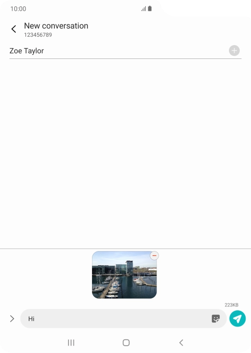 Press the send icon when you've finished your picture message.