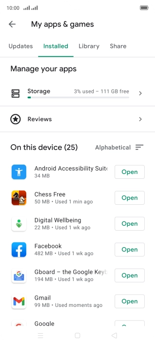 Press the required app.