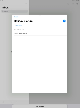 Press the text input field and write the text for your email message.