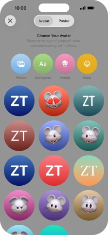 Press the required category and follow the instructions on the screen to select and save the required picture to your Contact Poster.