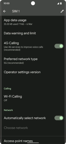 Press Preferred network type.