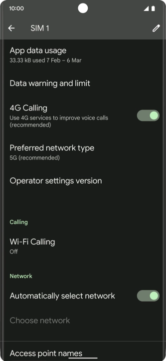 Press Preferred network type.