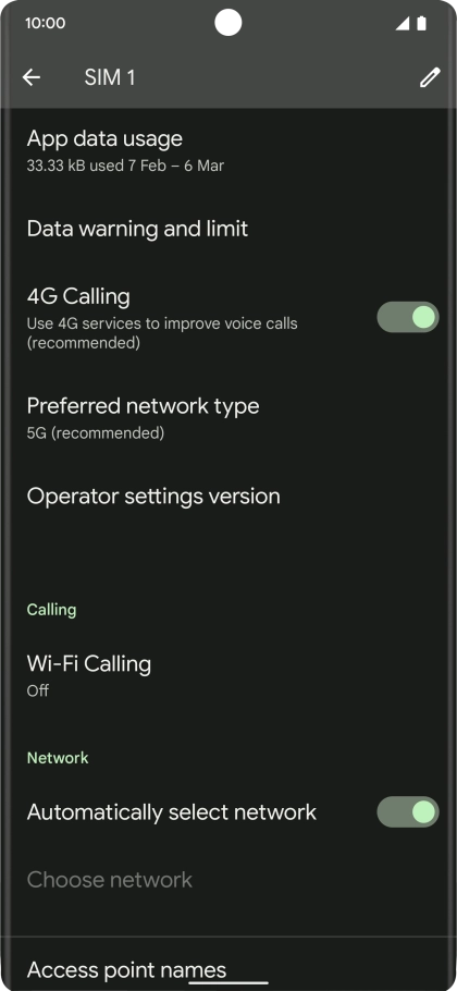 Press Preferred network type.