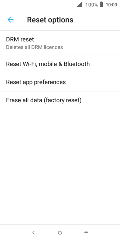 Press Erase all data (factory reset).