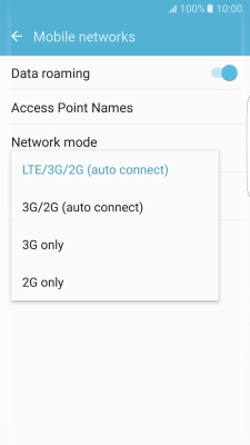 Press the required network mode.