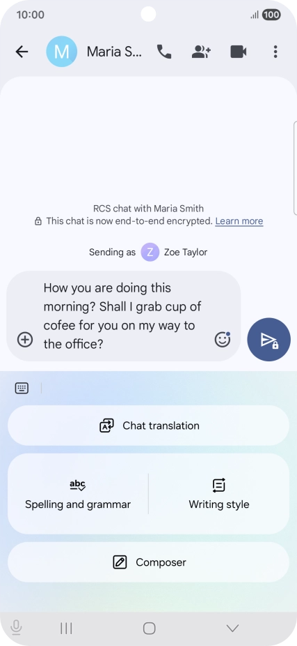To check your text for grammatical and spelling errors, press Spelling and grammar and follow the instructions on the screen to use the function.