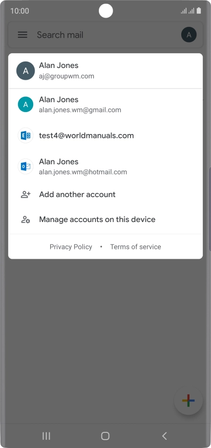 Press the required email account.