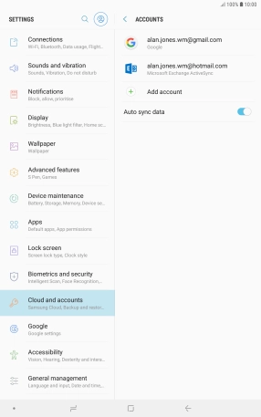 If this screen is displayed, you email account has been recognised and set up automatically. Follow the instructions on the screen to key in more information and finish setting up your tablet.