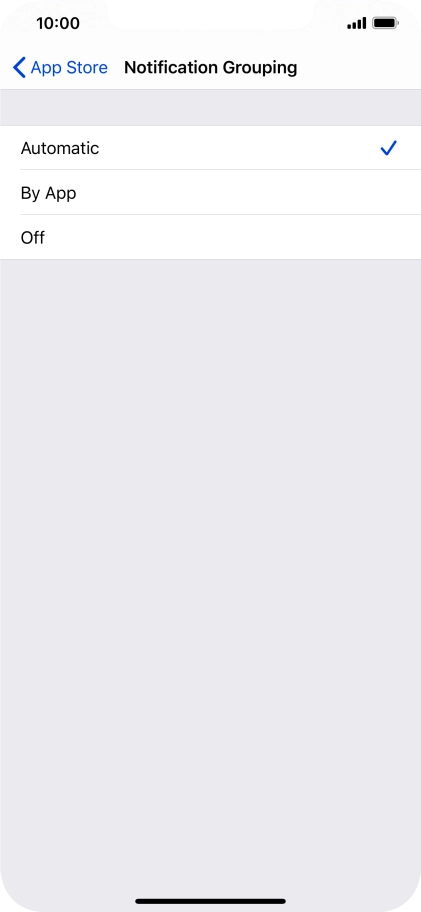 Press the required setting.
