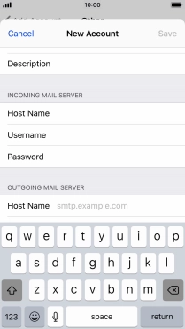 Press Host Name and key in the name of your email provider's outgoing server. Please note that if you can't send email messages when using your email provider's outgoing server, key in smtp.vodafone.net.au (Vodafone's outgoing server).