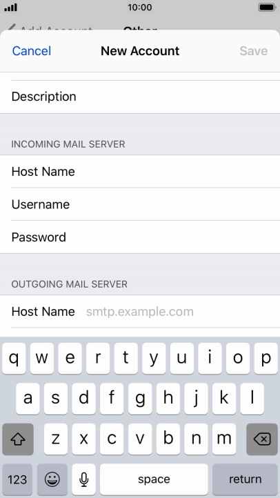 Press Host Name and key in the name of your email provider's outgoing server. Please note that if you can't send email messages when using your email provider's outgoing server, key in smtp.vodafone.net.au (Vodafone's outgoing server).