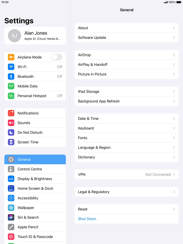 Press your Apple ID.