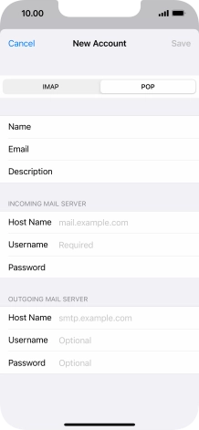 Press Host Name and key in the name of your email provider's incoming server.