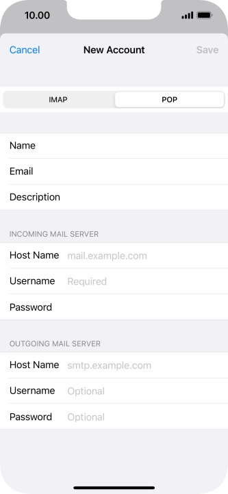Press Host Name and key in the name of your email provider's incoming server.