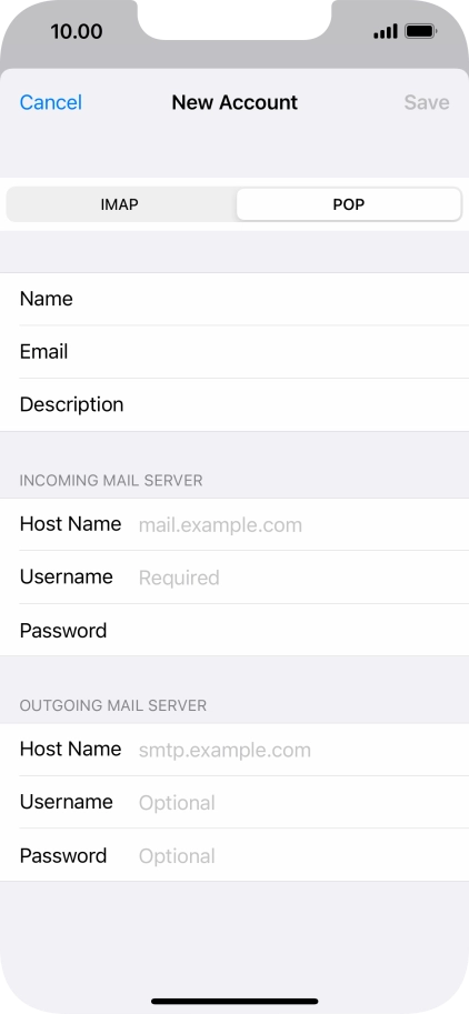 Press Host Name and key in the name of your email provider's incoming server.