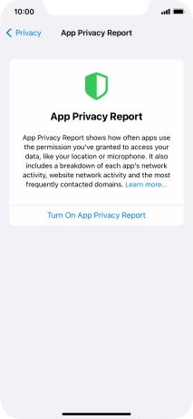 Press Turn On App Privacy Report to turn on the function.