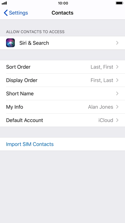 Press Import SIM Contacts.