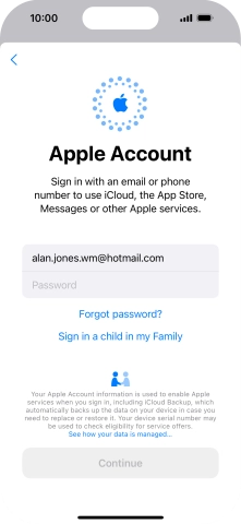 Press Password and key in the password for your Apple ID.
