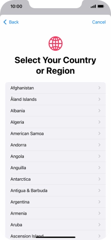 Press the required country.