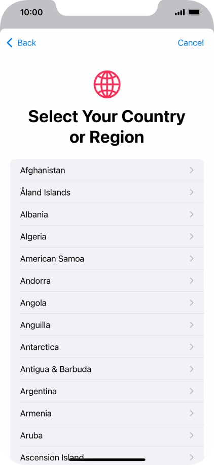 Press the required country.