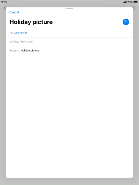 Press the text input field and write the text for your email message. Press the text input field and write the text for your email message.