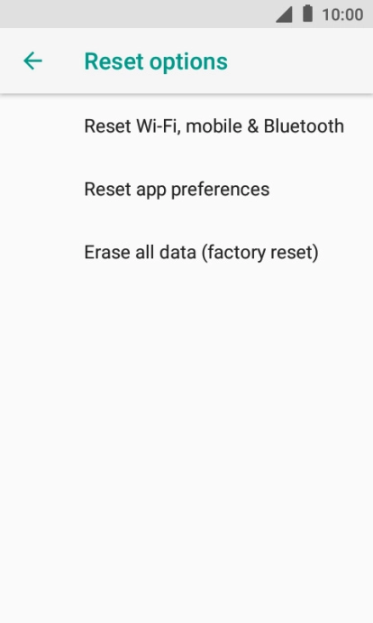 Press Erase all data (factory reset).