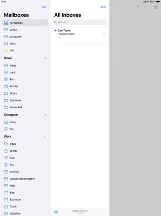 Press the required email account.