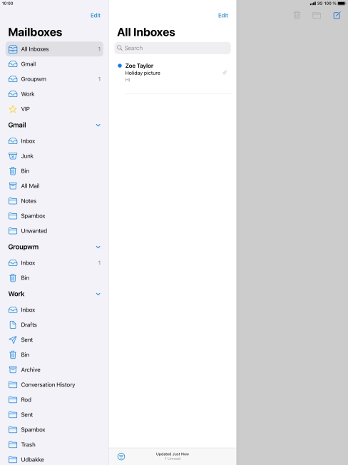 Press the required email account.