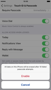 If you turn on the function, press Enable.