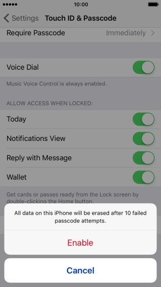 If you turn on the function, press Enable.