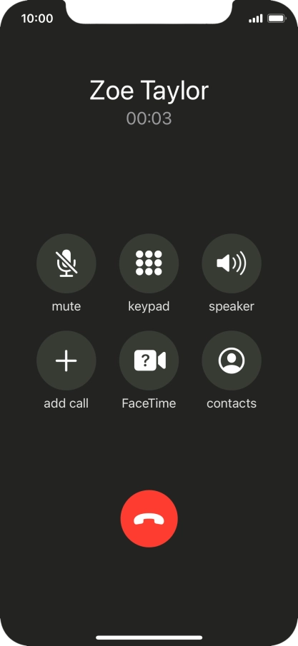 Press the end call icon to end the call.