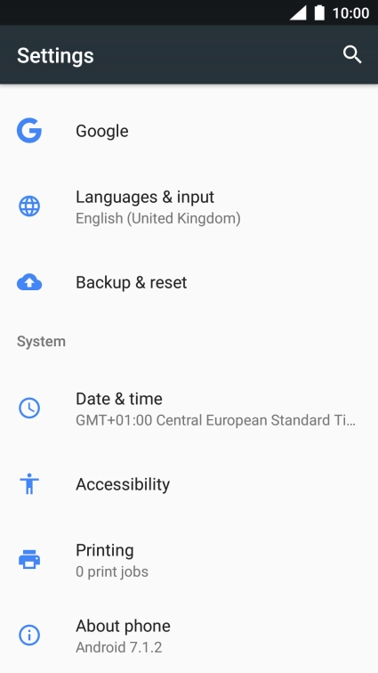 Press Backup & reset.