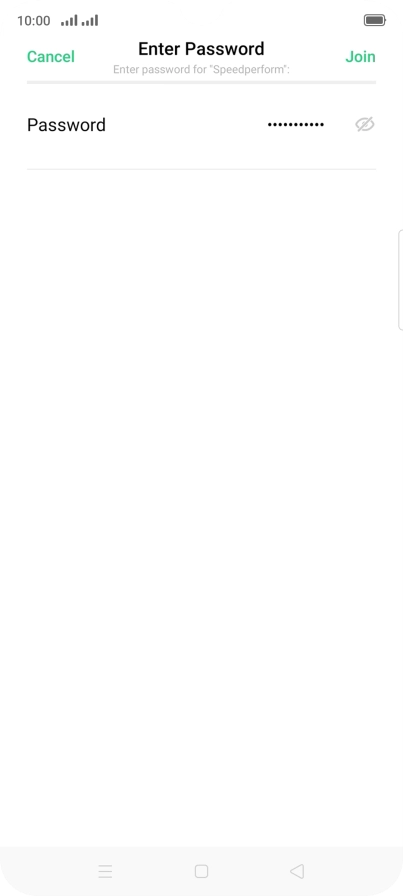 Key in the password for the Wi-Fi network and press Join.
