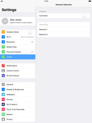 If you turn off the function, press the required network.