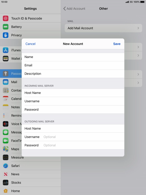 Press Username and key in the username for your email account. Please note that if you're using Vodafone's outgoing server, leave the username field empty. Press Username and key in the username for your email account. Please note that if you're using Vodafone's outgoing server, leave the username field empty.