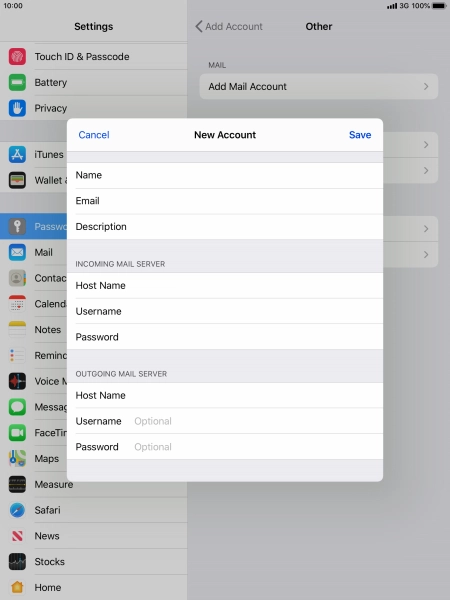 Press Username and key in the username for your email account. Please note that if you're using Vodafone's outgoing server, leave the username field empty. Press Username and key in the username for your email account. Please note that if you're using Vodafone's outgoing server, leave the username field empty.