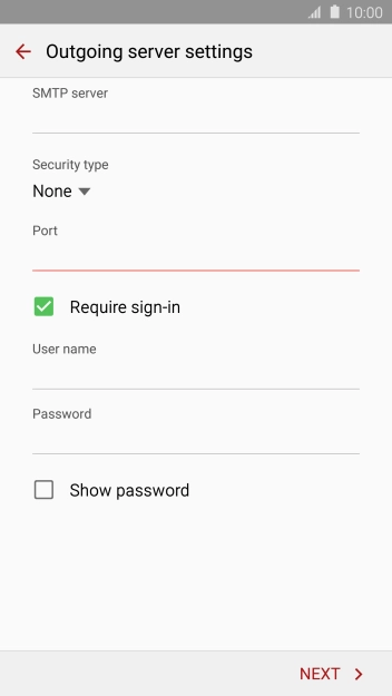 If you turn on SMTP authentication, press the field below 