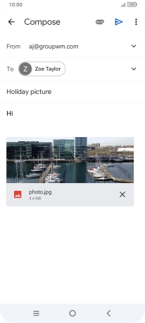 Press the send icon when you've finished your email message.