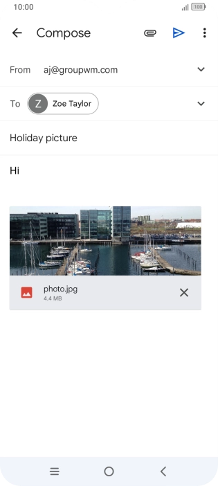 Press the send icon when you've finished your email message.